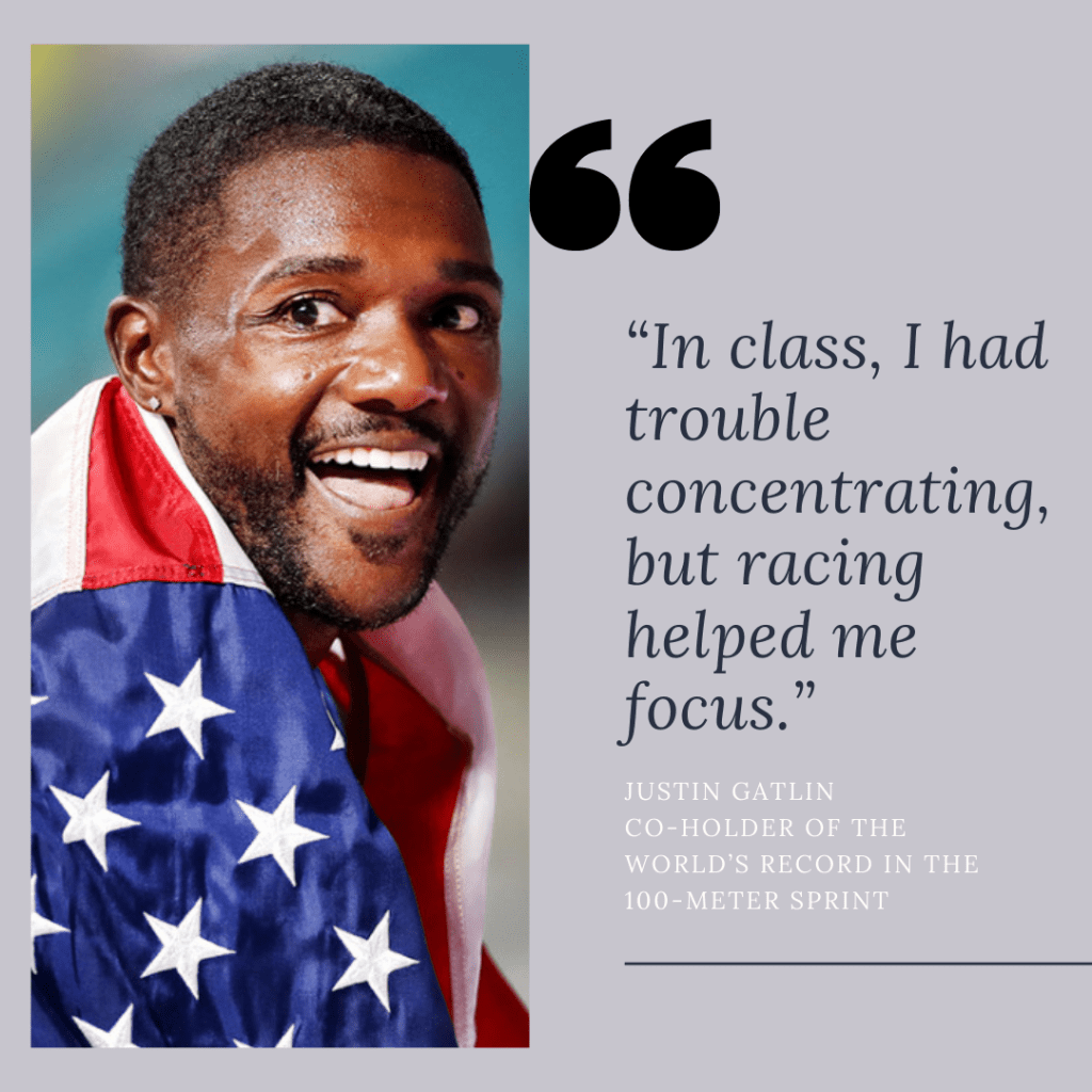 Justin Gatlin, olympic athlete quote on having ADHD.